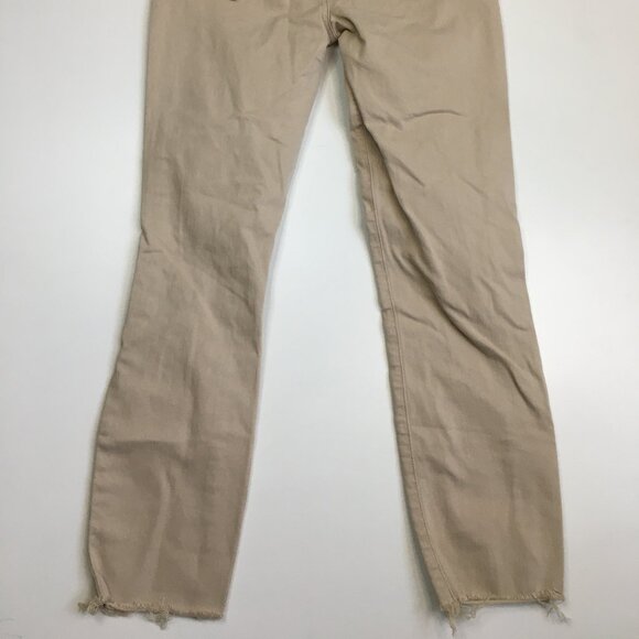 PAIGE 5 Pocket Oak Sand Destructed KYLIE Crop Raw Fray Hem Distressed Jeans - Picture 14 of 14